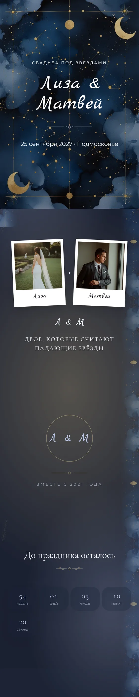 Шаблон приглашения «Звёздное небо»